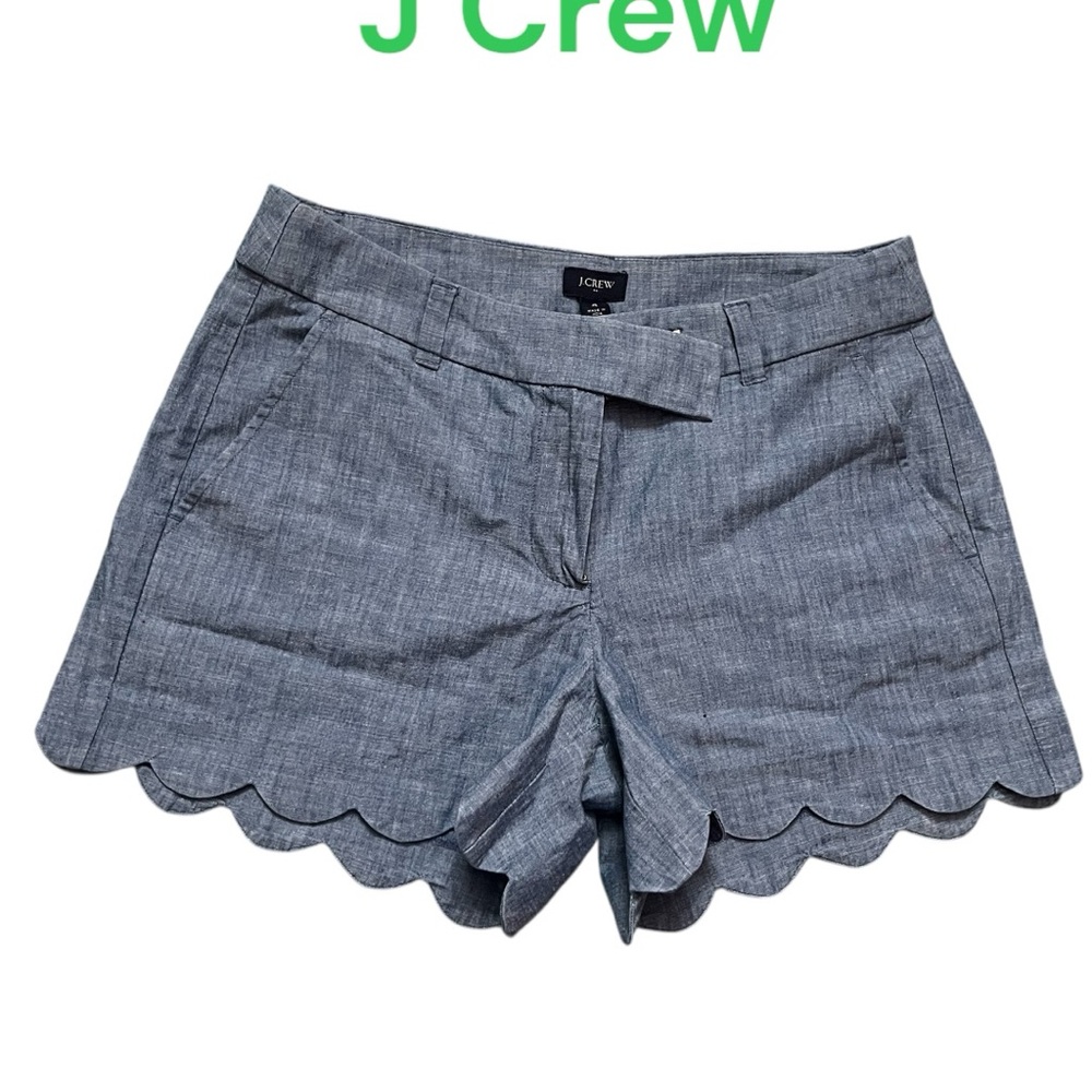 J. Crew Gray blue High Waist Scalloped Hem Shorts